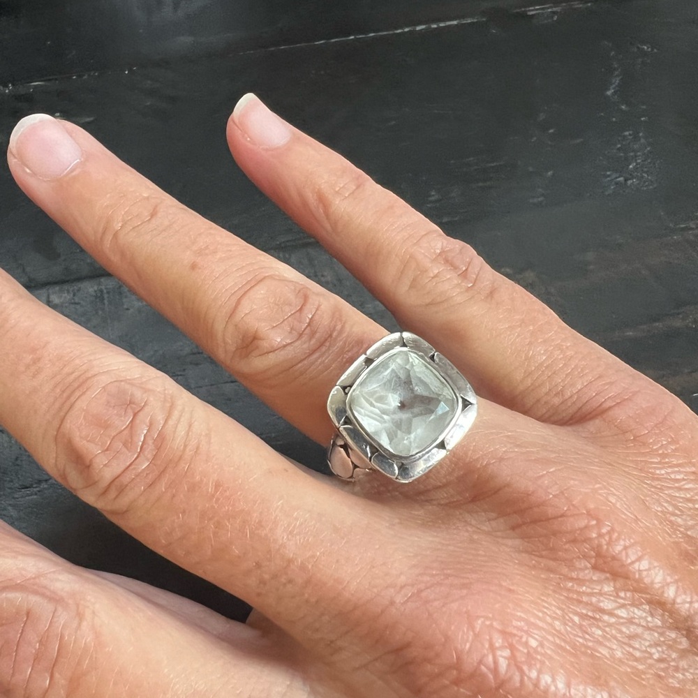 John Hardy White Topaz Size 7 Sterling Silver Pebble Ring
